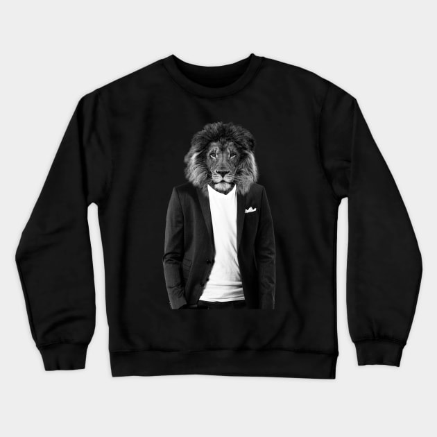 Lion in a hipster suit Crewneck Sweatshirt by Quentin1984